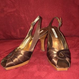 via spiga brown open toe heel